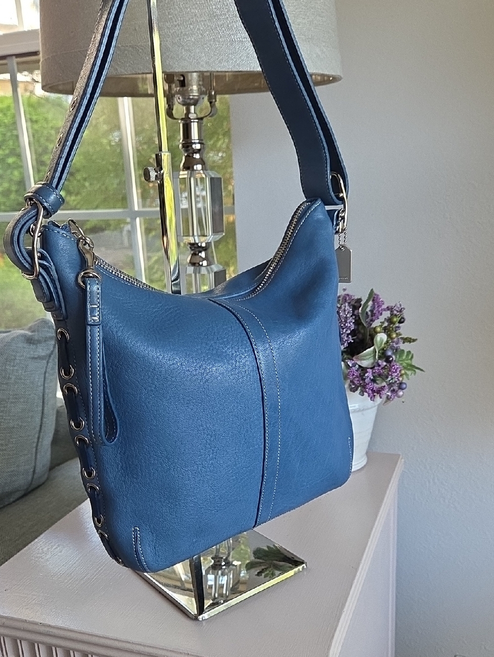 COACH Pool Blue 2004 Legacy Slim Duffle Convertible Crossbody Bag - Picture 5 of 15